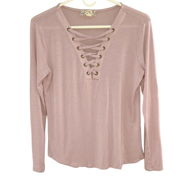 Pink Republic shirt with tie on top half size large‎ purple lilac - Picture 6 of 6